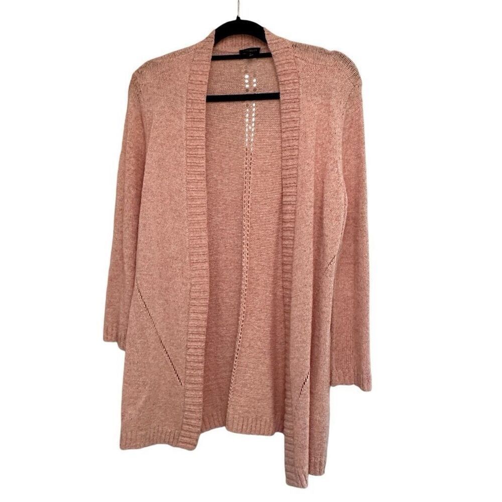Talbots pink marble long cardigan sweater- size s